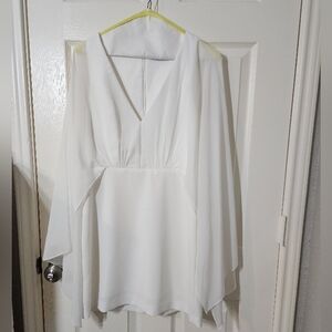 Halston Rylee Crepe Caftan Sleeve Mini White Size 6